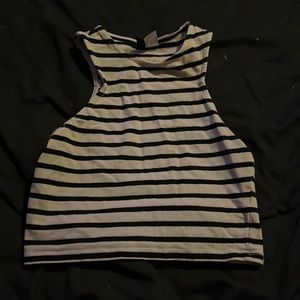 Woman’s black and white striped crop top $15